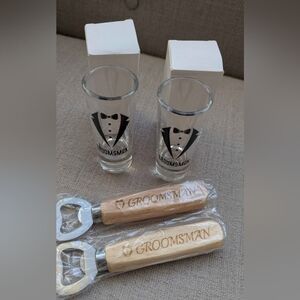 Groomsman Shot Glass and Bottle Opener Set of 2